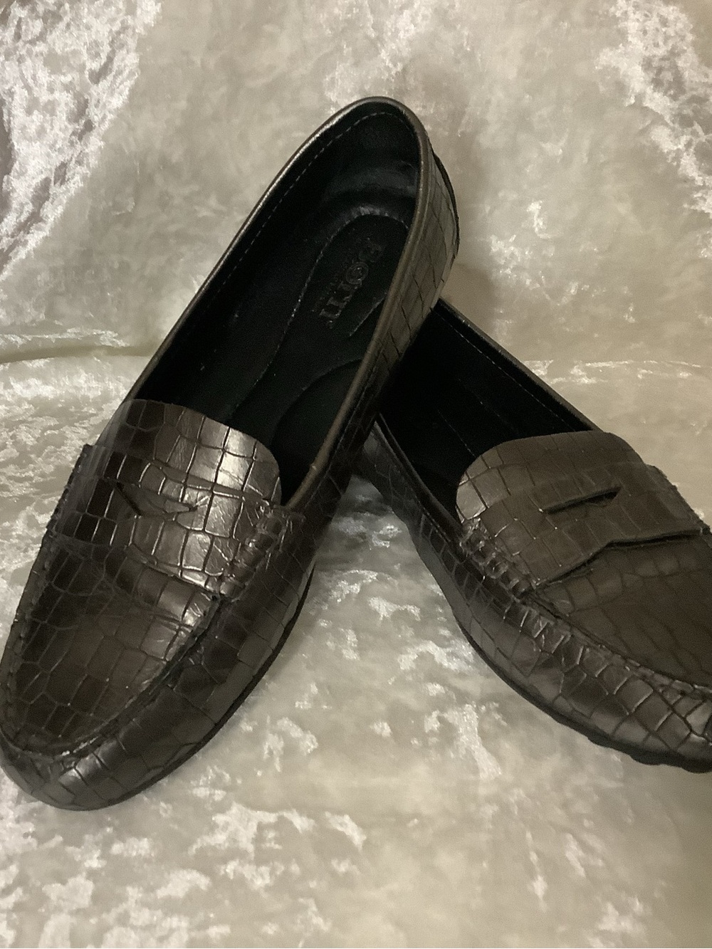 Born Malena Driving Loafers 7M Metallic Pewter Moccasins Flats